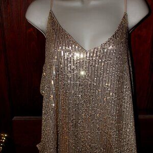 Gold Sequin Spaghetti Strap Cami